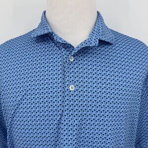 Turtleson Mens Wichita Open Golf Polo Shirt L Large Blue Pattern Polyester/Spand